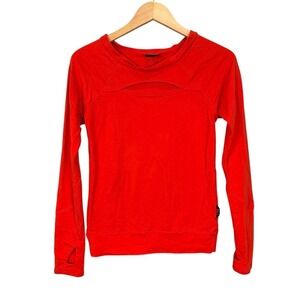 SPLITS59 Red Orange Long Sleeve Cutout Crew Neck Athletic‎ Top Shirt Women's XS